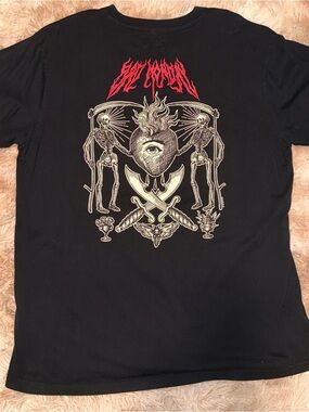 Bad Monday Men's Black Short-Sleeve Graphic Tee with Red “Metal” Print